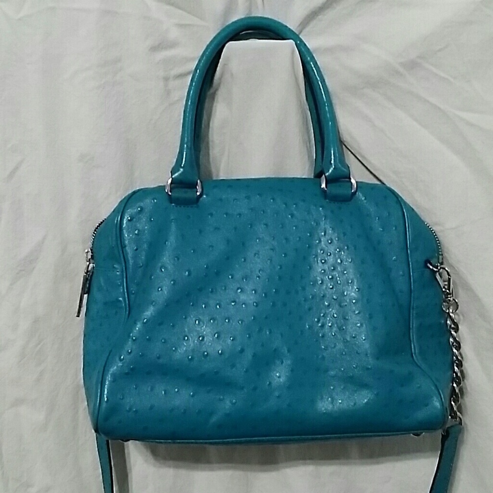 Michael Kors unique turquoise ostrich embosed bag - Picture 2 of 6